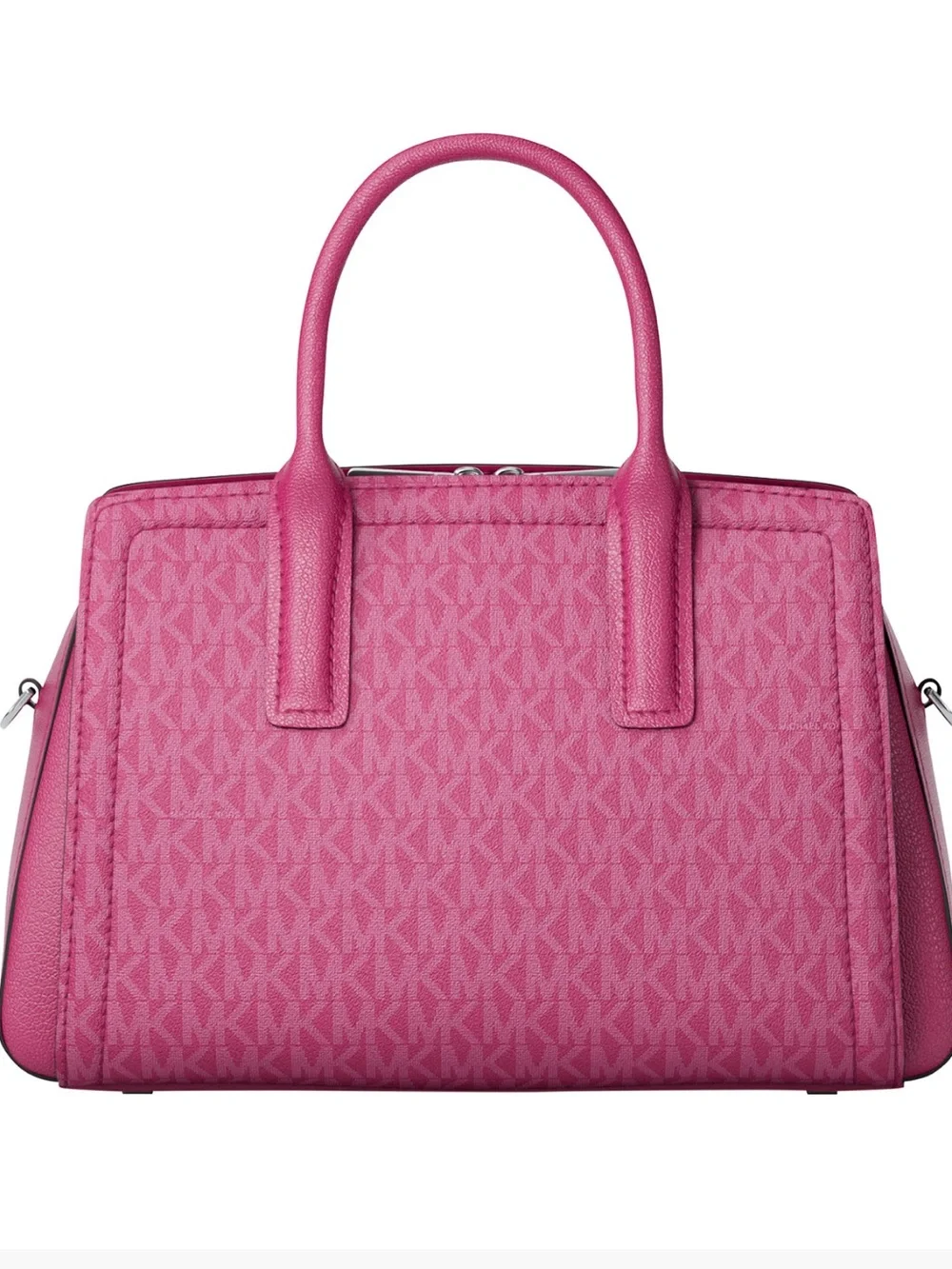 NWT Michael Kors Laila Small Satchel in Pink Signature w/MK Charm
